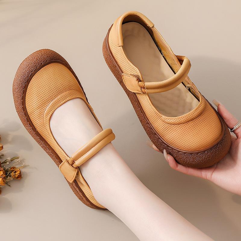 

Модная женская обувь Мэри Джейн Женская из натуральной кожи Удобные балетки Ажурная модная застежка-липучка Легкая мягкая обувь Женская с ремешком Мокасины 41 жёлтый