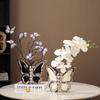 Ceramic Vase Cartoon Butterfly Figurine Flower Vase Flower Arrangement Accessories Butterfly Flowerpot Home Decoration