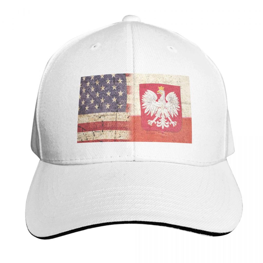 Flag of Poland and Flag of USA Polish Americans Gift Baseball Cap Hat Beach Rugby Luxury Brand hard hat Caps Unisex Womens
