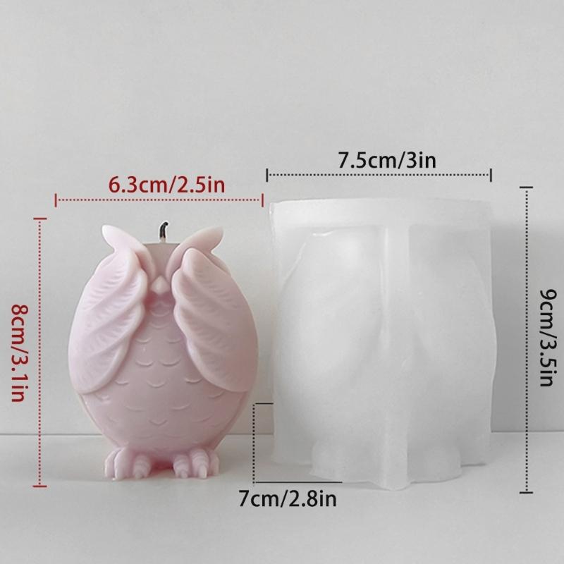 3D Owl Silicone Candle Mold DIY Scented Candle Wax Molds Handmade Plaster Resin Soap Making Craft Mold Desktop Ornament