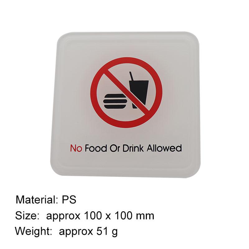 No Food Or Drink Allowed Signs Sticker Public Place Acrylic Wall Stickers Prohibition Badge Notice Store inside Warning Plaque