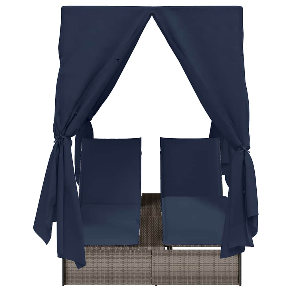 Double Sun Lounger Black 205 x 129 x 200 cm Poly Rattan