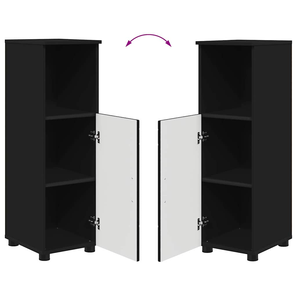 Black Bathroom Cabinet with Storage and Door 30 x 35 x 95 cm