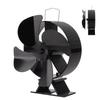 Heat Powered Stove Fan Aluminum Alloy 4 Blades Strong Wind Fireplace Fan for Home