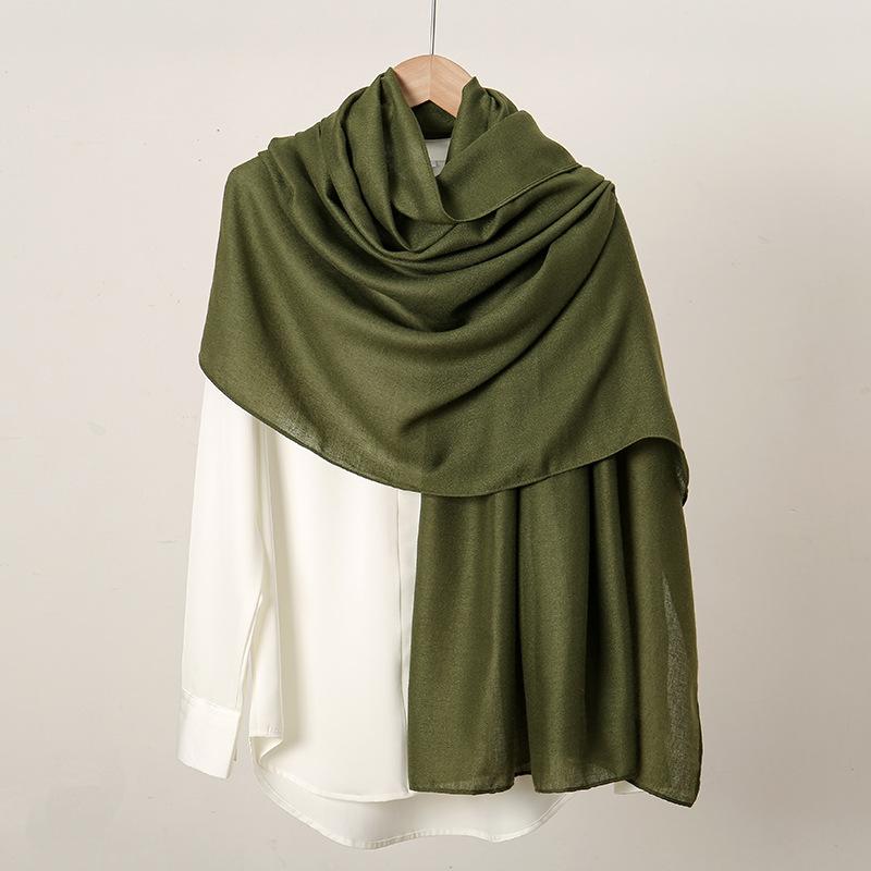 Autumn and winter hot-selling new monochrome linen women's scarf popular solid color cotton and linen feel long towel