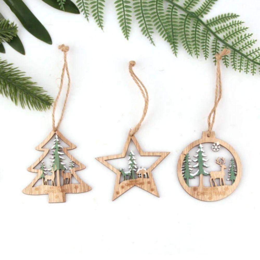 6pcs Decorative Christmas Tree Hanging Ornaments Hollow Hollow Out Star Decoration  Holiday
