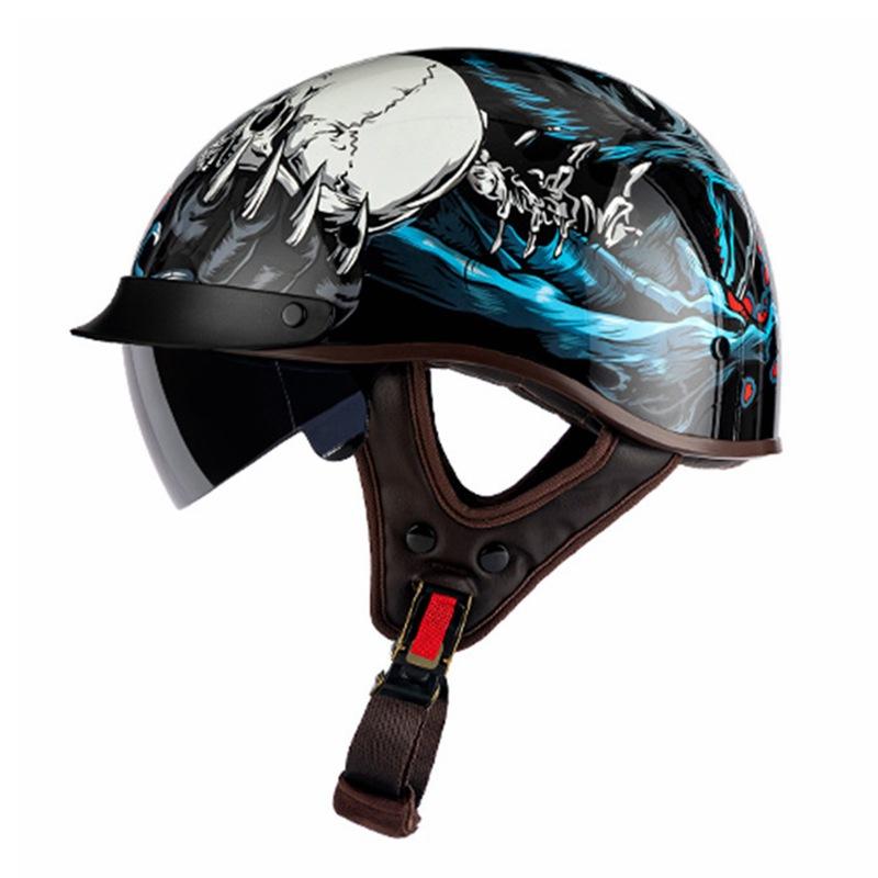 Locomotive Scooter Helmet Motorcycle Half Helmet Men'S And Women'S Helmet Four Seasons Light Locomotive Retro Helmet Riding