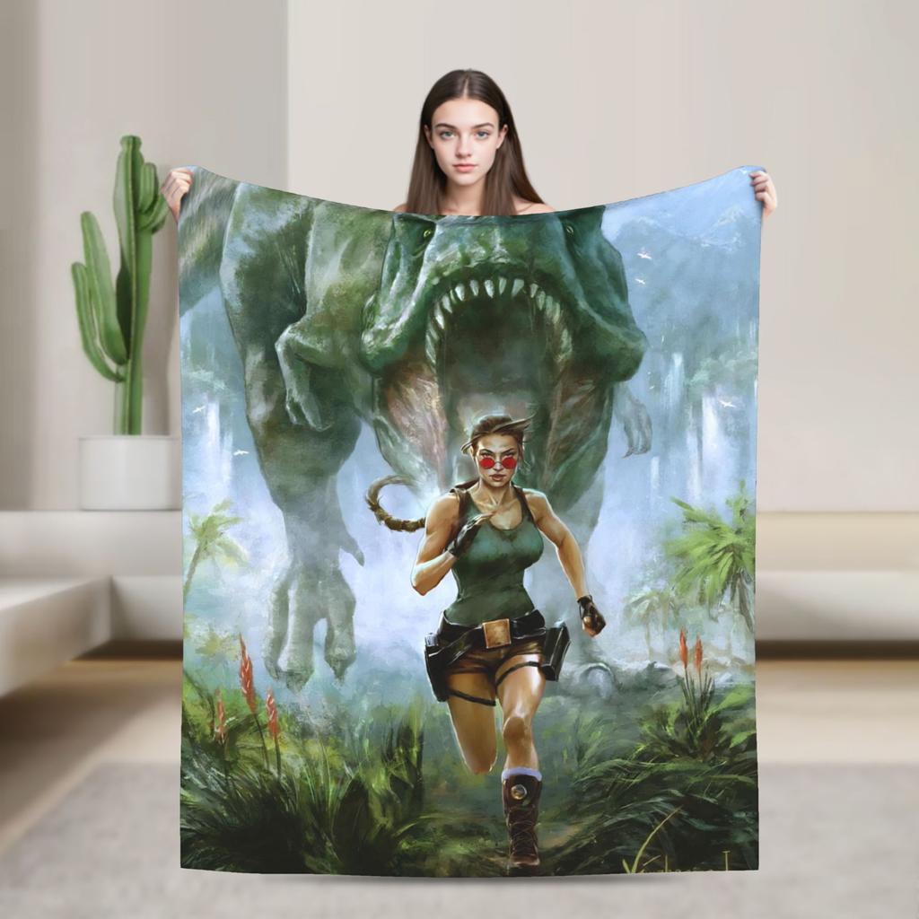 T-Tomb Raiders Plush Blanket Kids Flannel Throw Blanket For Home Decor Soft Custom Quality Bedspread Gift