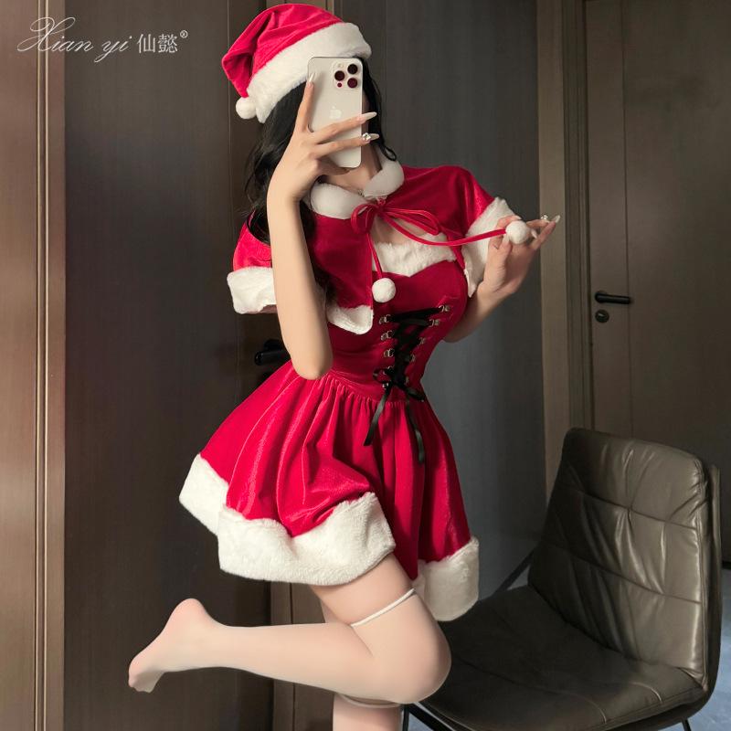 Sexy Lingerie Christmas Robe Sexy Small Chest Clothes Pure Desire Uniform New Year Suit Women