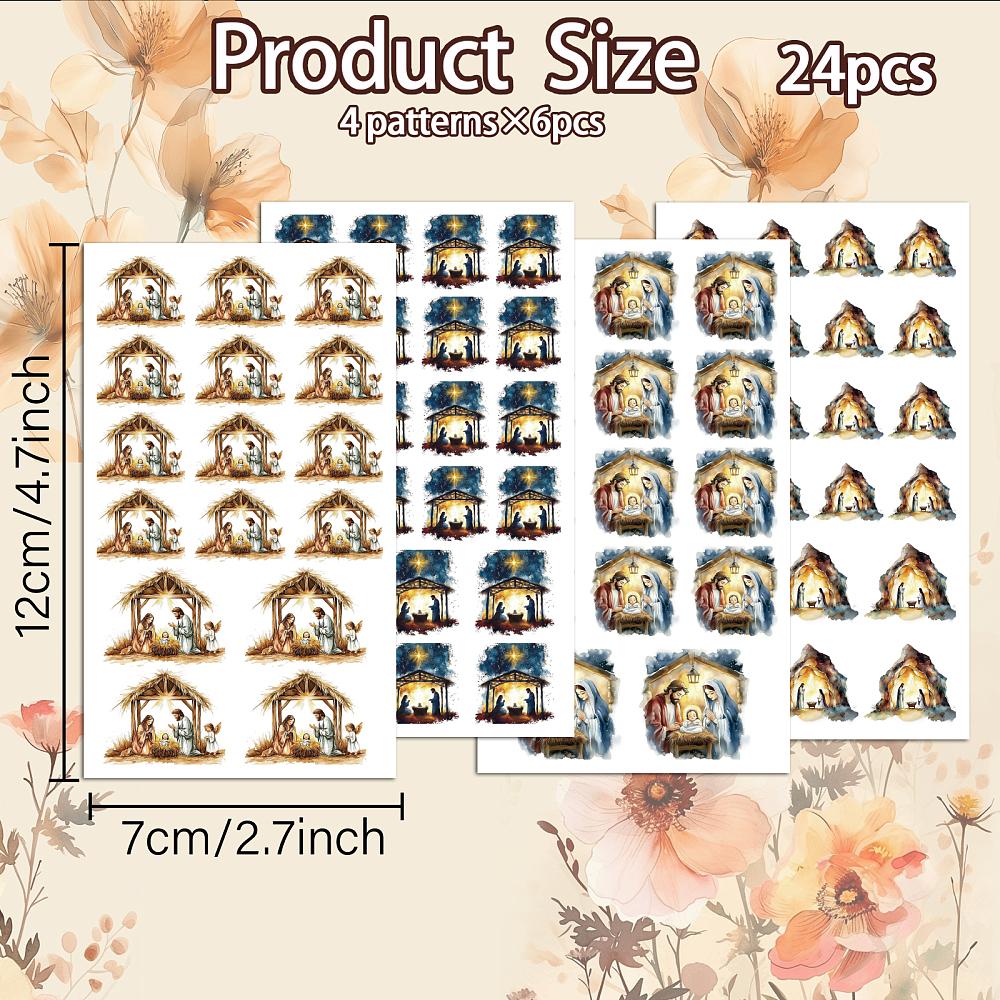 Ceramics Clay Water Transfer Paper Underglaze Transfer Decals for DIY Earrings Pendants Hair Clip Jesus 12x7cm 24pcs/set