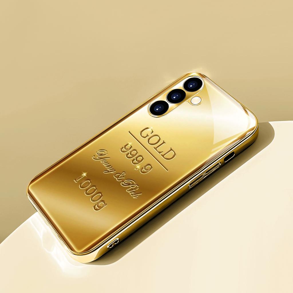 Electroplated Gold Phone Case For Samsung Galaxy S26 S25 Edge S24 S23 FE S22 Ultra S20 S21 5G Cover Popular Creative Textures