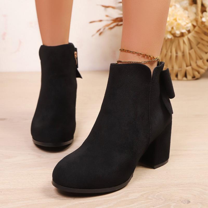 Plus Size Shoes for Women Autumn Winter Fashion Black Red 36-42 Platform Med Heel Ankle Boots Casual Non-slip Shoes