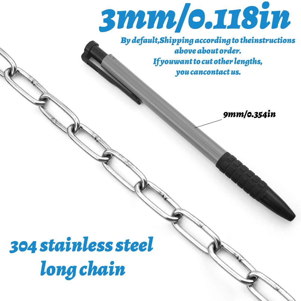 304 Stainless Steel Chain 1–5M Welded Rust‑Proof Metal Chain for Hanging Swing Pet Leash Clothesline Guardrail DIY Projects