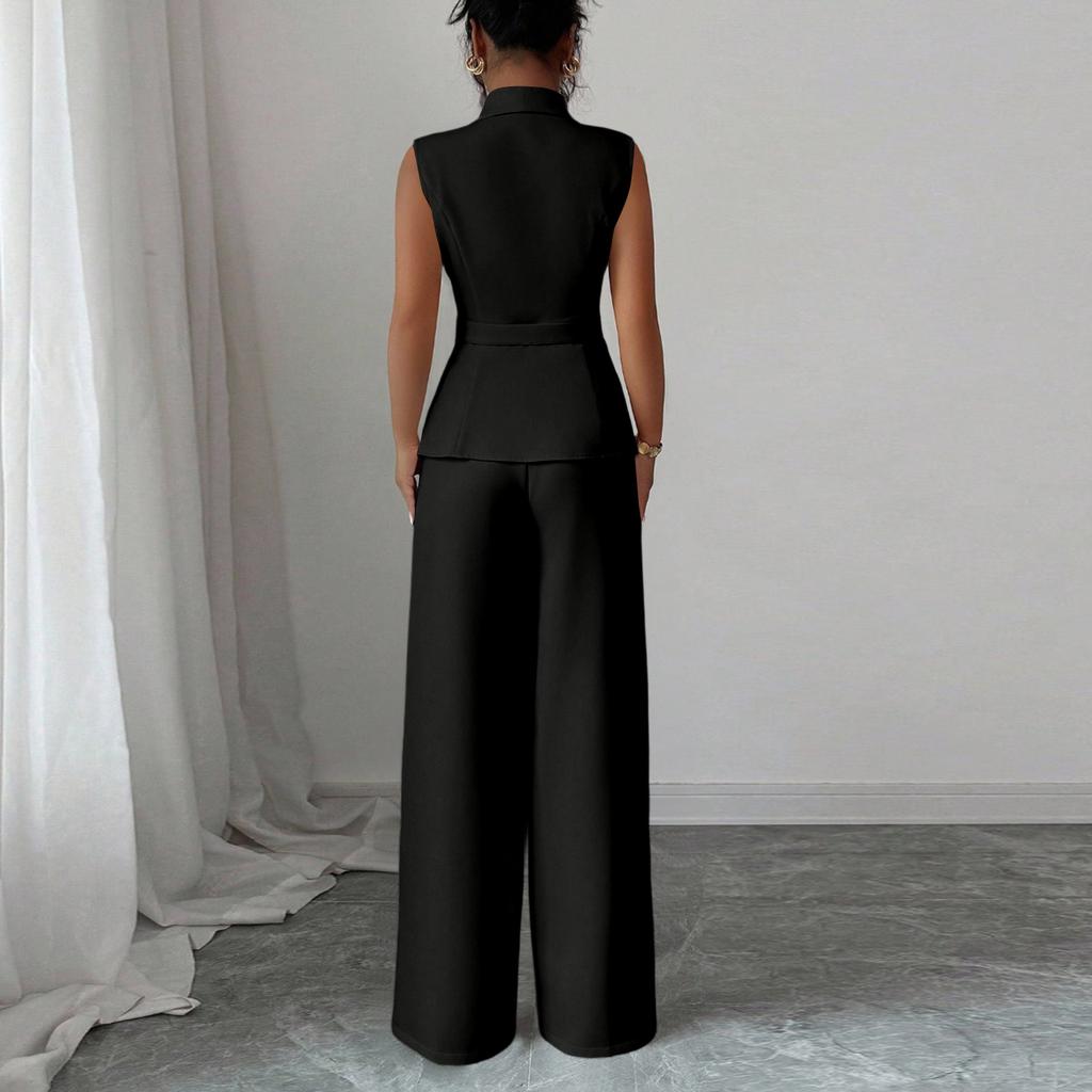 Fashionable And Sexy Women's Spring And Summer Retro Elastic Waist Strap Linen Suit Women's Fashion Color Casual Two-piece Set