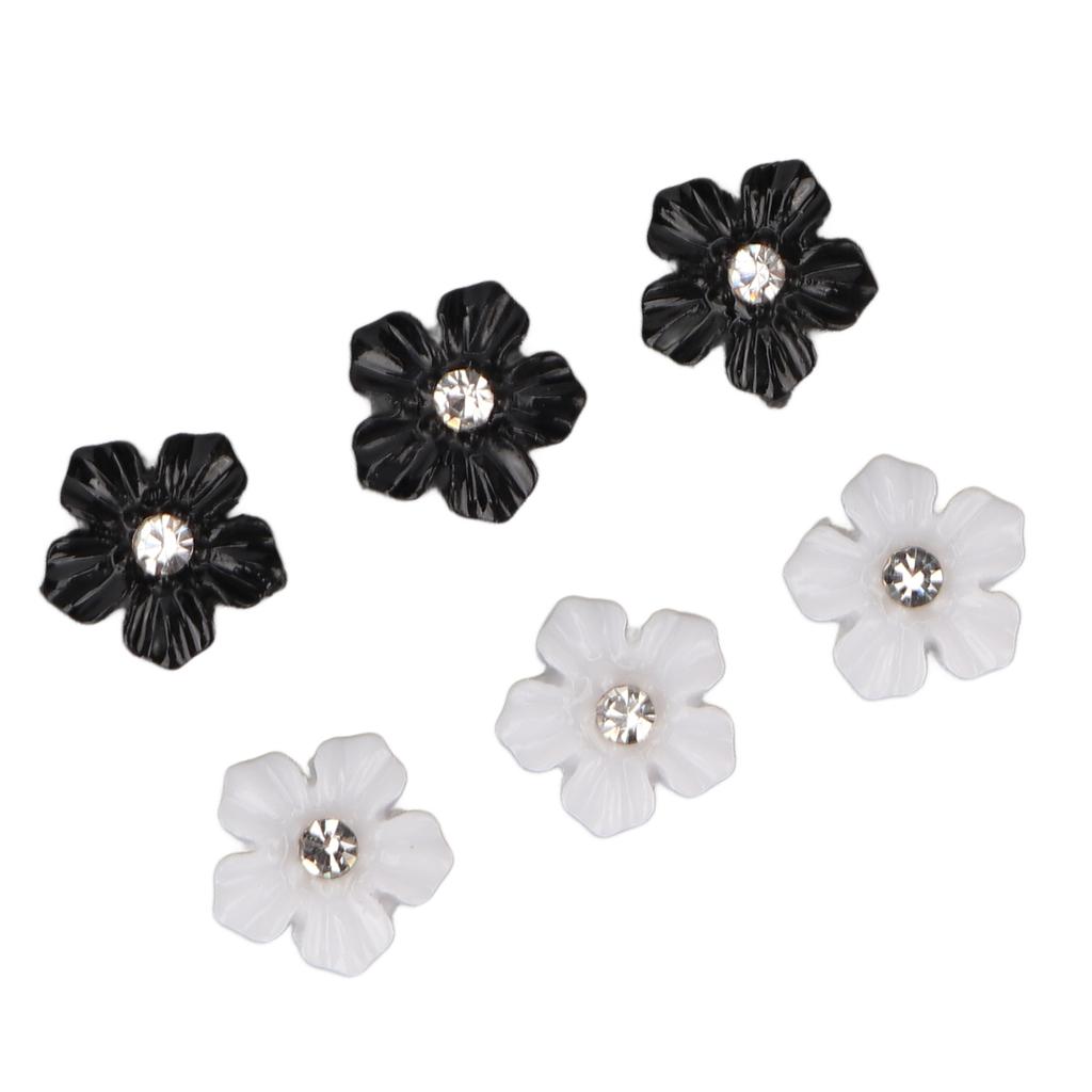 3D Blumen Nagelkunst Dekorationen Schwarz Weiß 5 Blütenblatt Blume Nagel Ornamente für DIY Nageldekoration