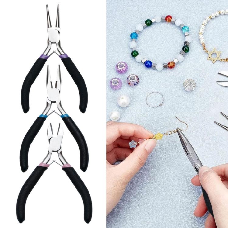 3pcs Jewelry Pliers Collection for DIY Projects Wire Cutter Metal Beading Tool