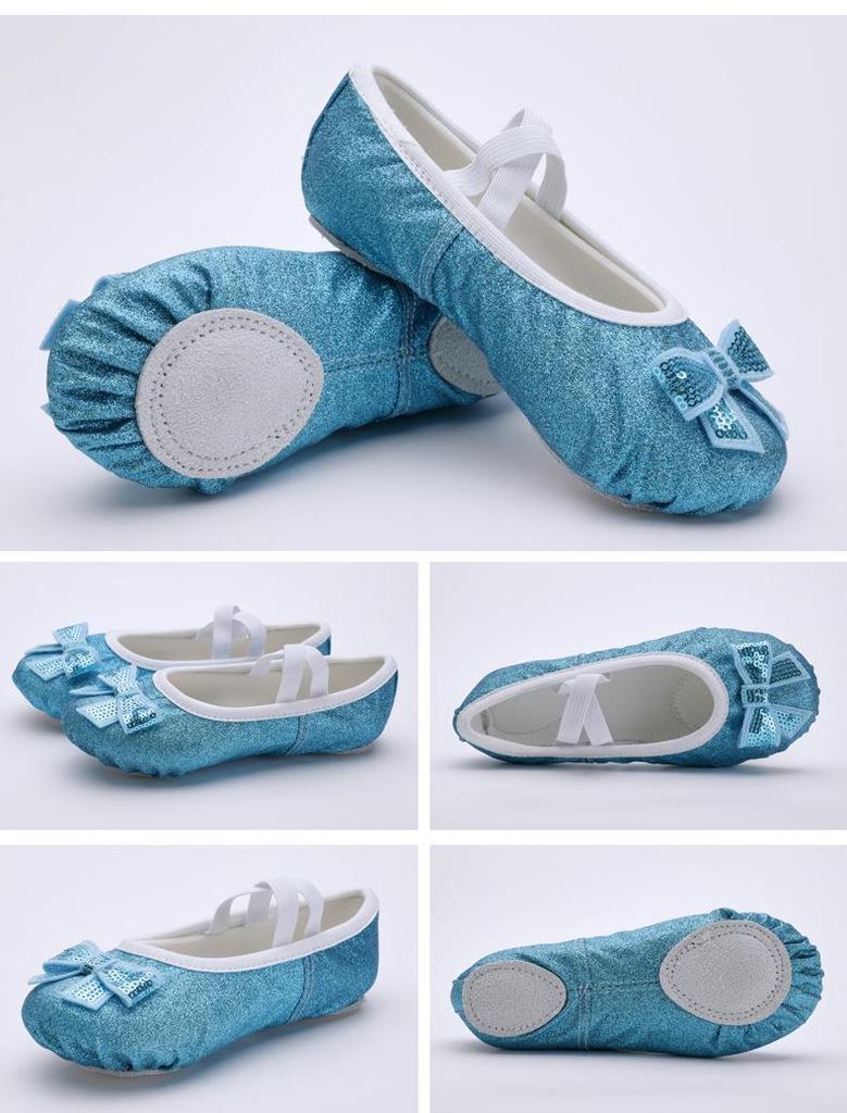 Girls' Sequin Rainbow Ballet Shoes with Soft Cat Paw Soles for Dance Practice & Performance