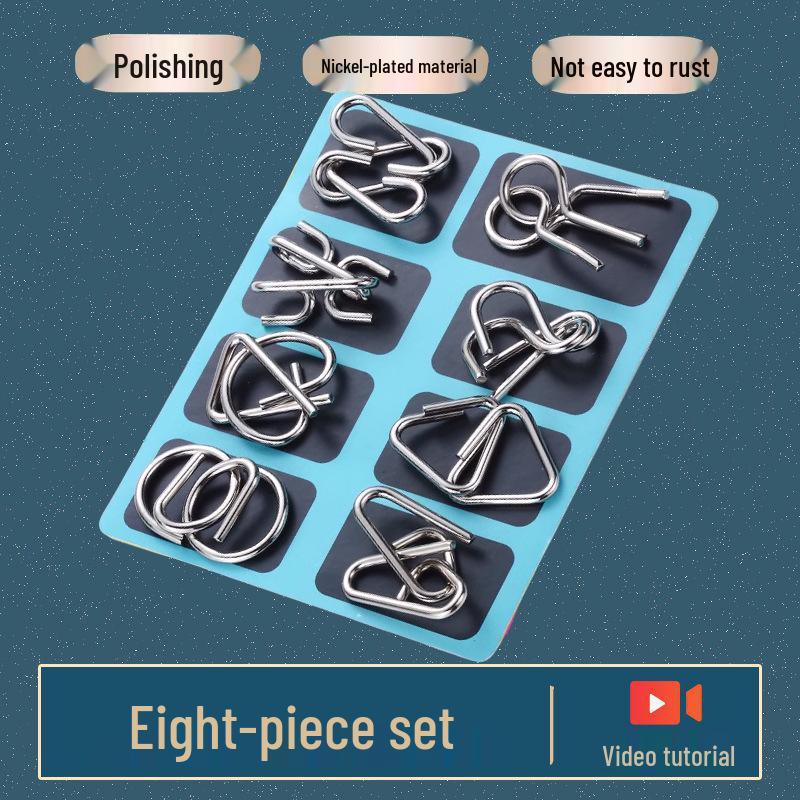 Nine-Piece Interlocking IQ Puzzle Set - Luban and Kongming Locks for Children's Education