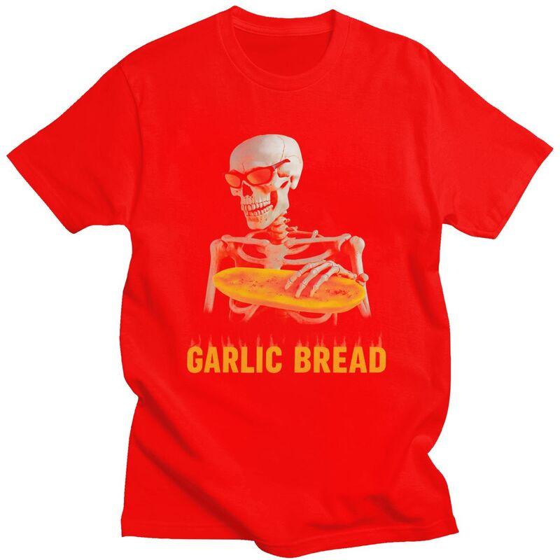 Garlic Bread Skeleton Meme TShirt Pure Cotton Tees Shirt Summer O Neck Tshirt Casual ShortSleeve Clothing For Men Birthday