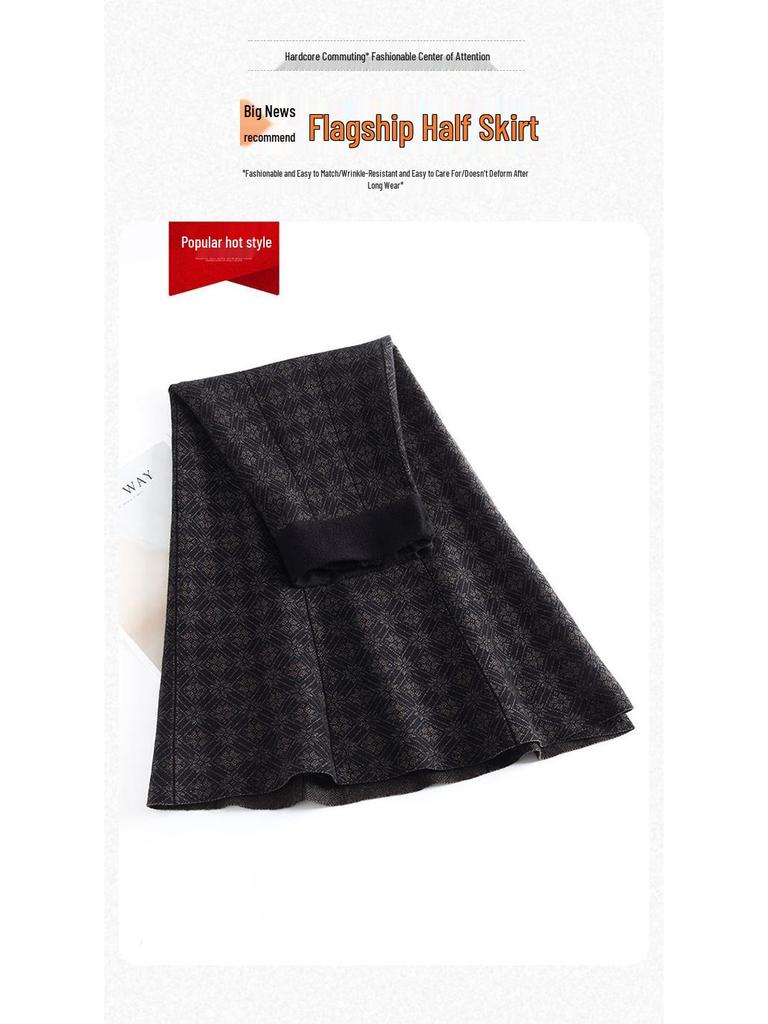2025 Winter Women's High Waist Knit Pleated Wool Midi Skirt