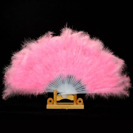 Vintage Feather Folding Fan Dance Stage Performance Hand Held Fan Portable Decoration Fan Wedding Costume Party Accessories