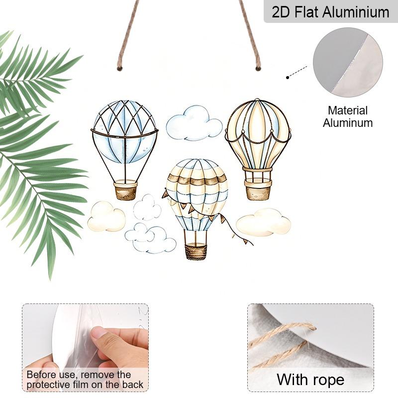 2D Flat Retro Aluminum Wall Stickers, Available In Multiple Sizes. Watercolor Hot Air Balloon Pattern Hanging Ornament, Fresh and Soothing Style, A