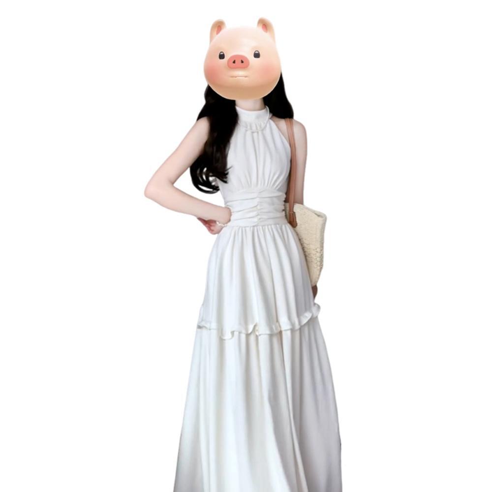 Beautiful skirt, high-end waist sleeveless neck dress, women's summer new French temperament