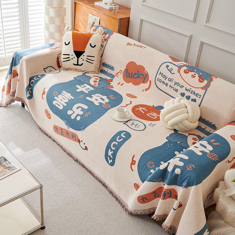 INS Style Chenille Sofa Cover Towel Cartoon Sofa Cover Universal Cover Four Seasons Universal Non-Slip Sofa Slipcover