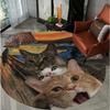Artistic Cat Round Rug Oil Painting Style Home Decor Animal Pattern Carpet Soft Non-Slip Floor Mat for Living Room Bedroom