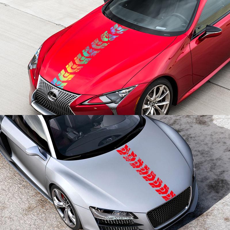 Car Hood Cover PVC Trim Vinyl Film Sticker Tire Tread Stylish Auto Graphics Decals Decoration SUV Bonnet Tuning Accessories
