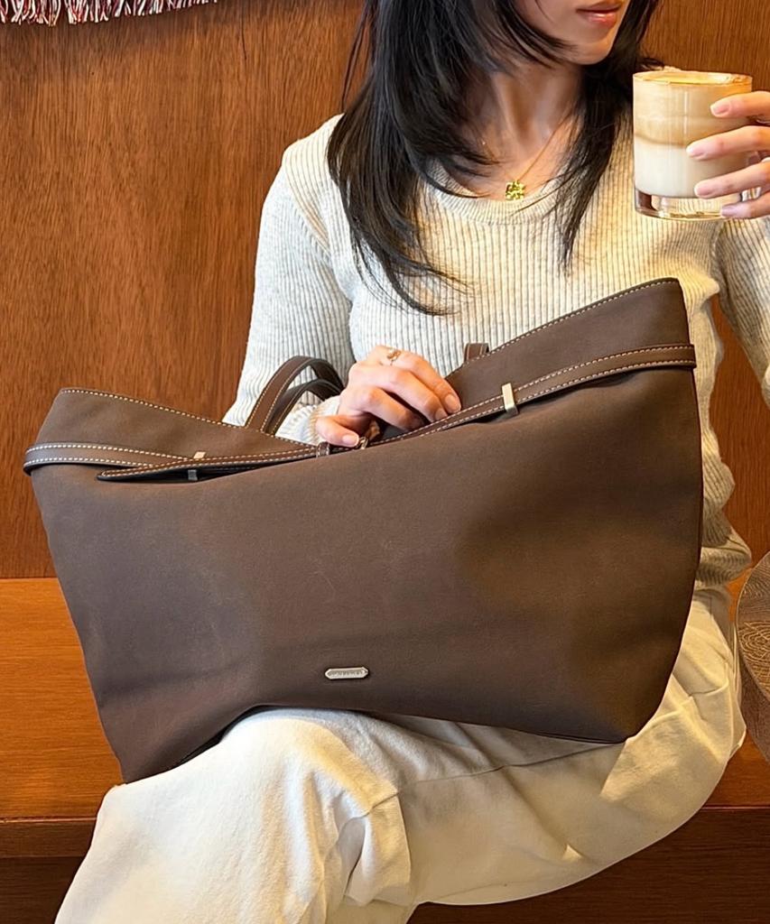 David Jones Bastille Belted Shopper Shoulder Suede Bag_Hot Chocolate (Cm8461)