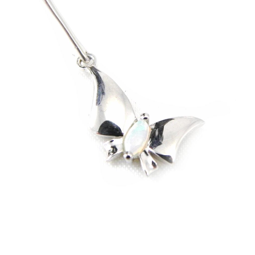 Les Trésors De Lily [F6056] - Silberohrringe 'Opal Goddess' Silber Weiß Schmetterling (rhodiniert) - 10x30 mm
