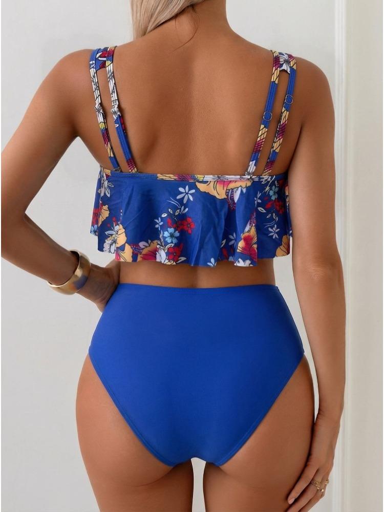 European and American Women's Swimsuit with Ruffled Edges, High Waist To Cover The Belly, Slimming and Slimming, Split Swimsuit, Sexy Bikini Swimsuit