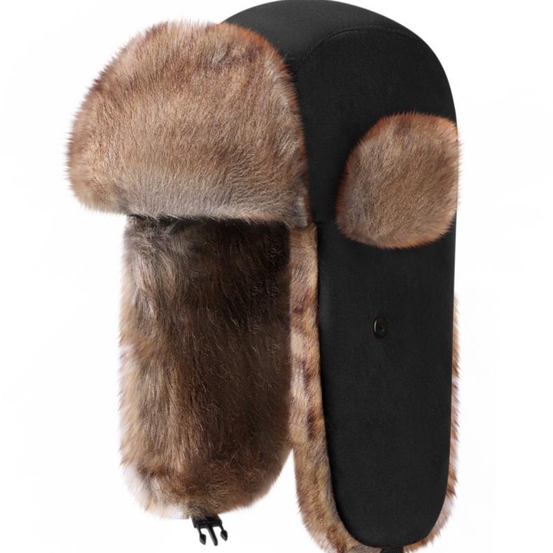 Suede Lei Feng Hat, Northeast Wind and Snow Ear Protection Hat, Winter Thickened Warm Lei Feng Hat Fashion Cashmere Hat