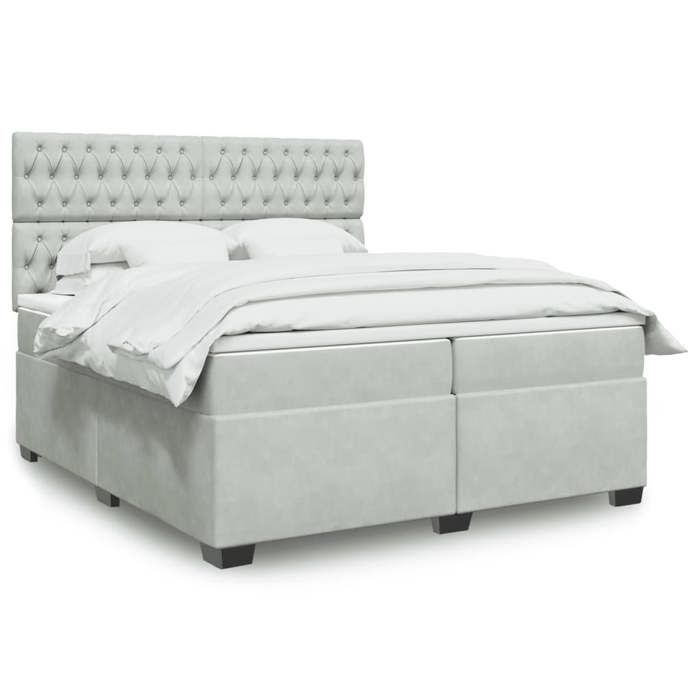 VidaXL Sommier à lattes de lit et matelas Gris clair 200x200cm Velours 3291008