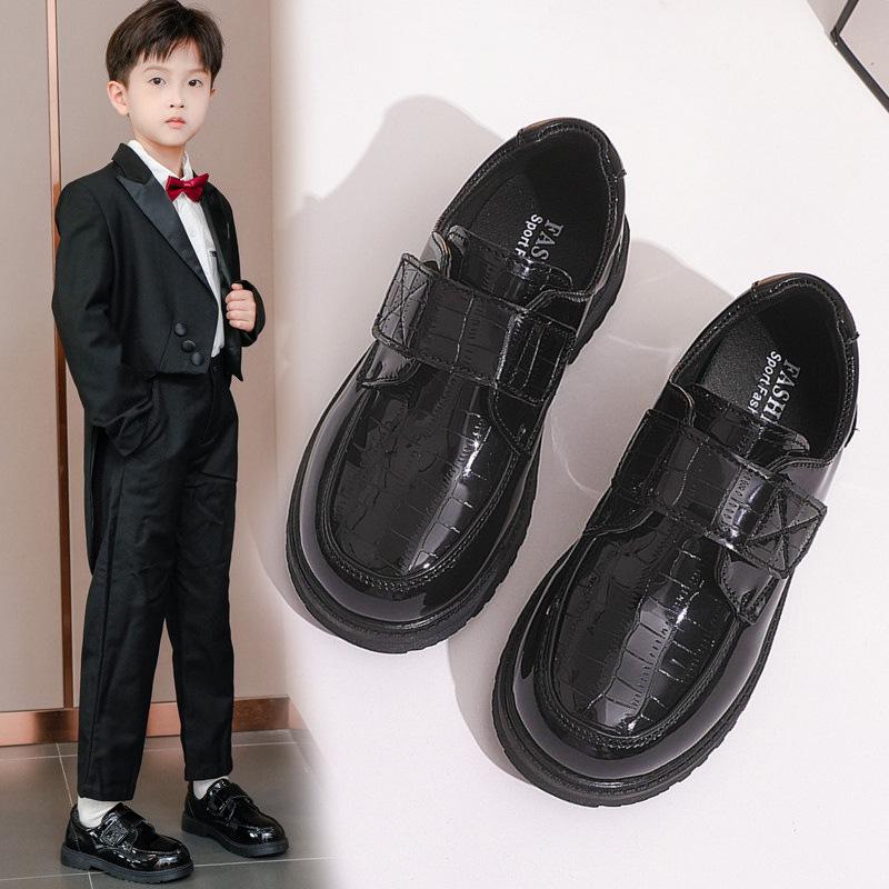 Boys' Black Leather Shoes - 2025 Korean & British Style, Spring/Autumn Soft Sole, Perfect for Student Performances