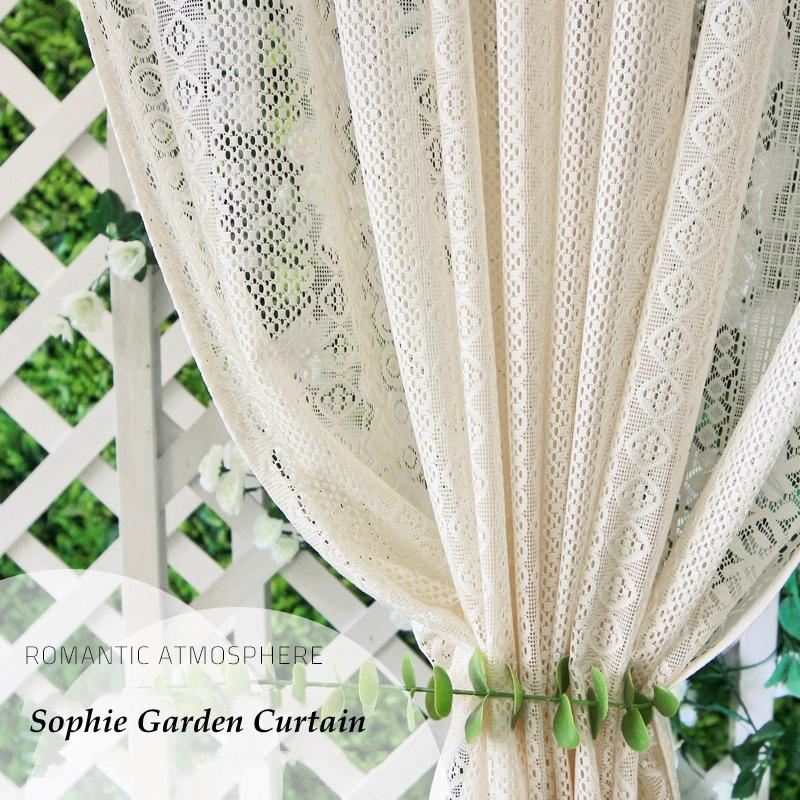 

French Retro Crochet Hollow Fringe Gauze Curtain Boho Style Decorative Window Screen Beige Gauze Bedroom Living Room Curtain W140 x H100cm&Threading Rod