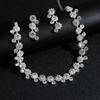 Luxury geometric super flash rhinestone necklace earrings set women's temperament fashion zircon collarbone chain jewelry