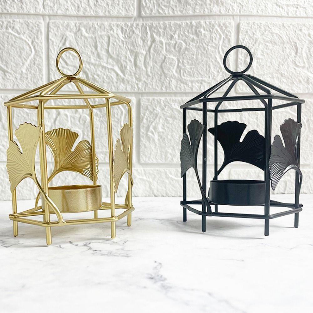 

Резная мини-шестиугольная ветряная лампа, декоративная металлическая подставка для чайных свечей, скандинавский подсвечник, настольный чёрный