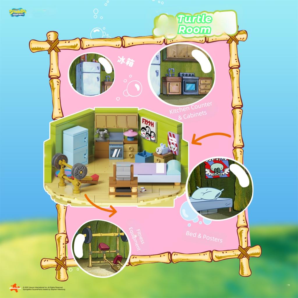 Non-Toxic Patrick Star Rock House Building Blocks Spongebob Squarepants Series Cartoon Model Bricks Desktop Collectible Ornaments Kids Toy