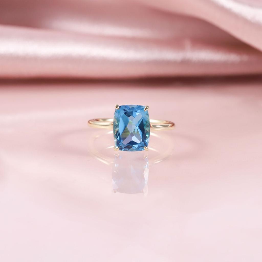 Big Gemstone Ring 3Ct S925 Sterling Silver With Natural Crystal Topaz Ring Square