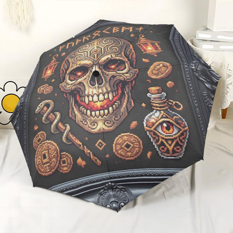 Floral Harmony A Circular Arrangement Of Vibrant Flowers And Birds Automatic Umbrella With Folding Feature Compact 8Rib Design Compact Design Travel