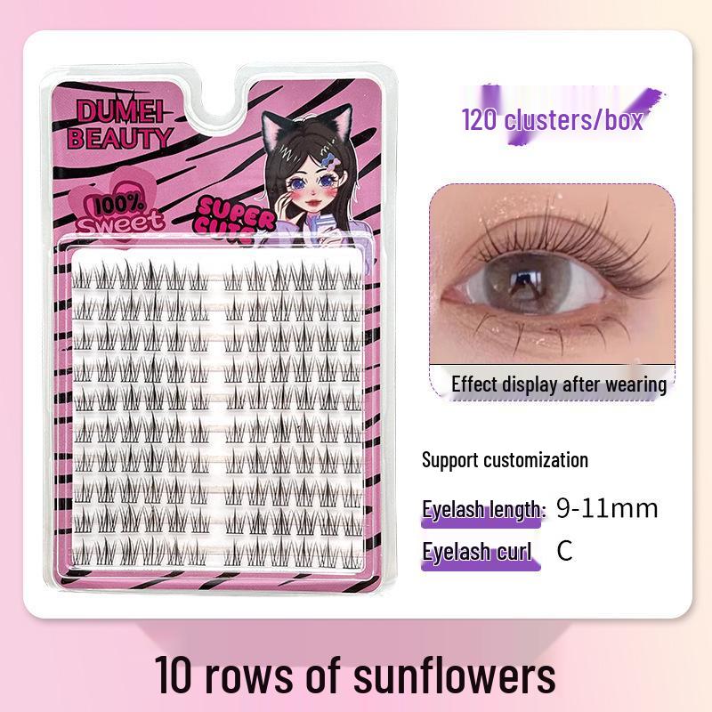 10-Row Autumn Leaf & Sunflower Faux Eyelashes - Flat, Glue-Free