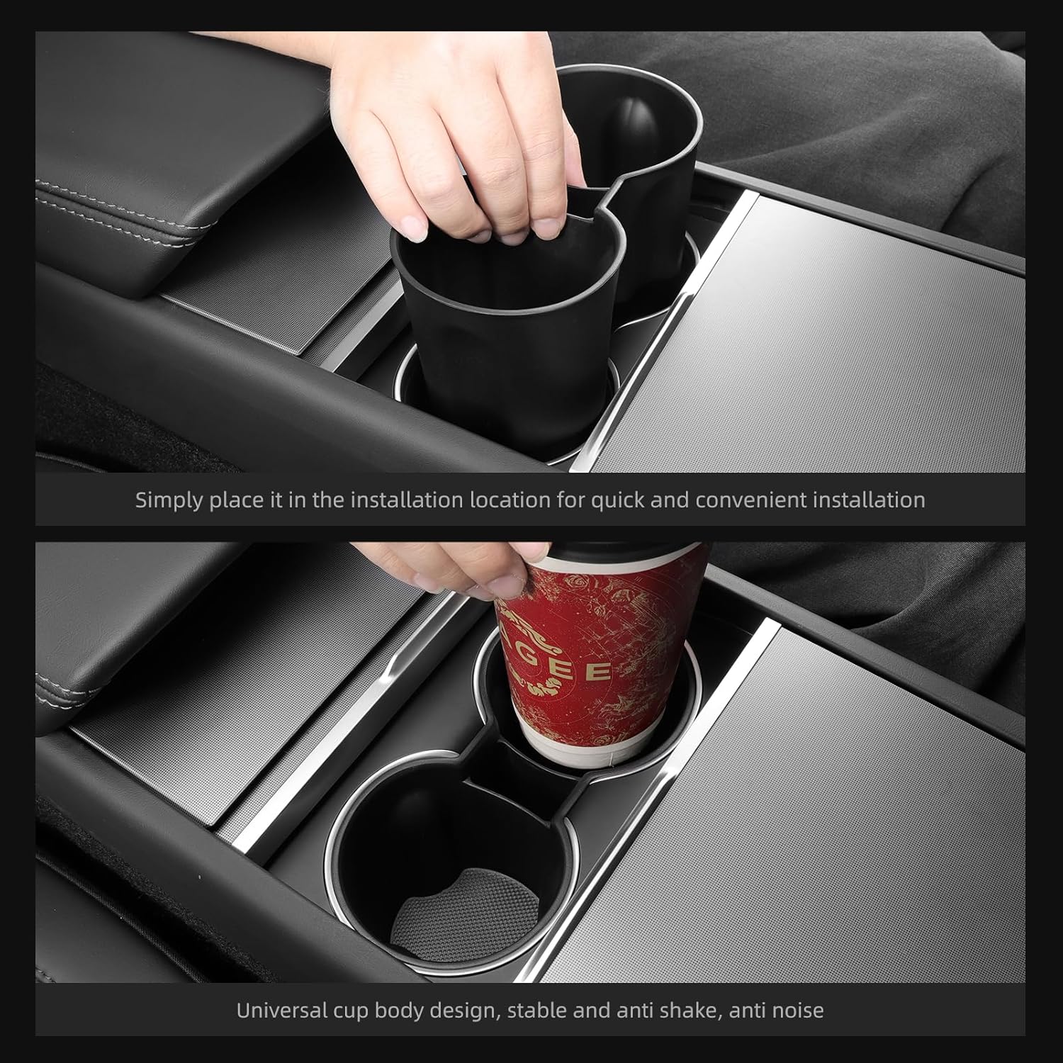 LUCKEASY Center Console Water Cup Holder for 2026 2025 Tesla Model Y Juniper New TPE Car Interior Organizer Center Console Water Drink Limiter Holder