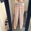 Wide Leg Casual Pants Women Stripe Plaid Baggy Home Pajama Fashion Girls’ Sleepwear  Spring Autumn