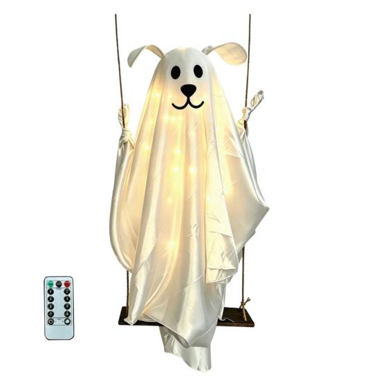Halloween Hanging Ghost for Outdoor Decoration Cute Flying Satin White Ghost for Home