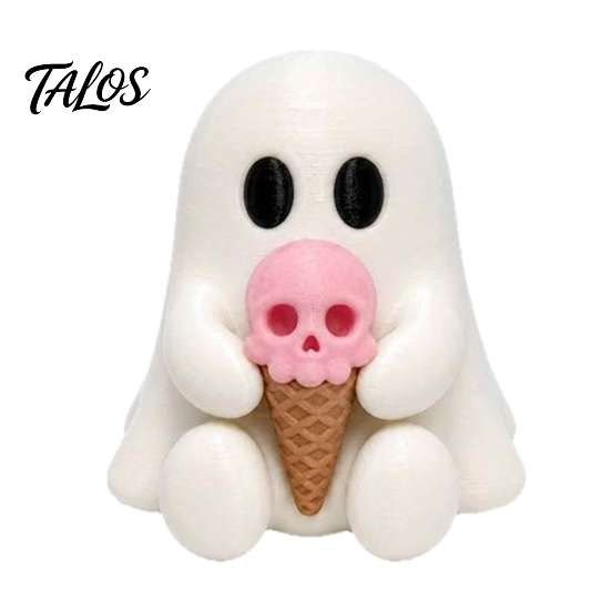 Niche Home Decor for Halloween Ice Cream Ghost Resin Figurine, Cute Spooky Desk Artistic Craft Gift Home, Soft Summer Ornament, Festive Friends Unique