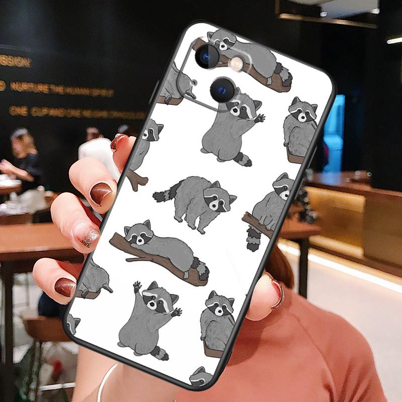 Cute Raccoon Phone Case For iPhone 16 Pro Max 15 14 13 12 11 Pro Max Plus 12 13 Mini XR 16e Funda Cover
