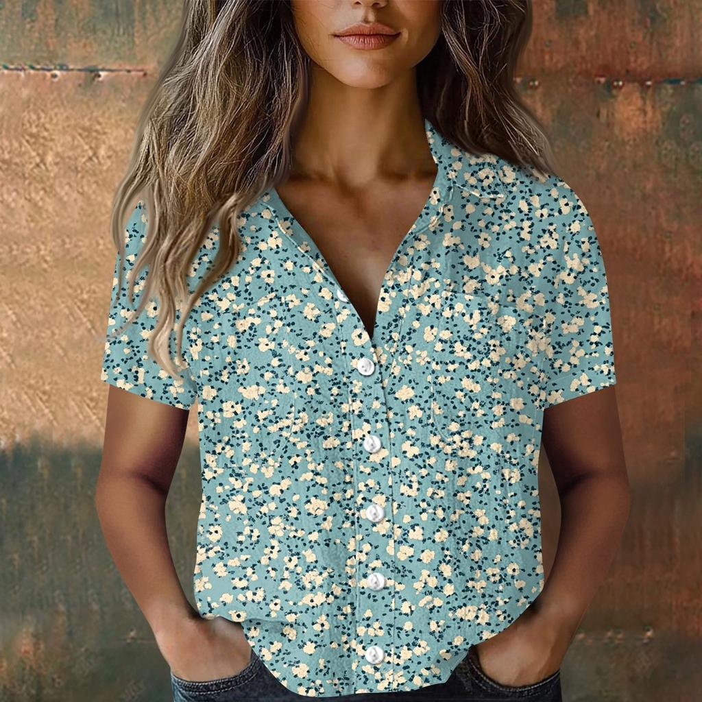 Damskie Bluzki Bawełniano-Lniane Koszule z Krótkim Rękawem Luźne Boho T-shirty Vintage Bluzki