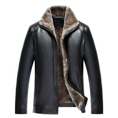Herbst und Winter Neue Pelz Integrierte Retro Herren Lederjacke Lederjacke Papas Casual Samt Verdickte Jacke für Männer